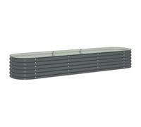 Qnhdfrt Galvanized Steel Raised Garden Bed, 10.5x2.6x1.4 Ft, Grey