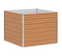 Qnhdfrt Galvanized Steel Raised Garden Bed, 100x100x77cm, Light Brown