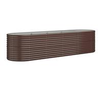 Qnhdfrt Galvanized Steel Raised Garden Bed, 116x31x27 in, Oval, Brown