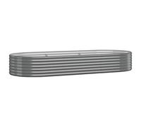 Qnhdfrt Galvanized Steel Raised Garden Bed, 8x3x1.2ft Oval, Grey