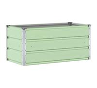 Qnhdfrt Galvanized Steel Rectangular Garden Planter, Pastel Green | Measures 100 x 50 x 45 cm, providing spacious planting space for flowers and vegetables on balconies, patios, and decks.