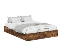 Qnhdfrt Gas Lift Ottoman Storage Bed Frame, Engineered Wood, Smoked Oak | Features a hydraulic mechanism for easy under-bed access, measuring 135x193 cm to fit standard double mattresses.