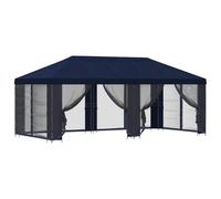 Qnhdfrt Gazebo de Jardin 3x6 m Bleu Tonnelle de Réception en Acier Galvanisé et Polyester avec Clôture en Maille Moustiquaire Abri de Terrasse Moderne Idéal pour Fêtes et Repas en Plein Air