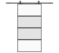 Qnhdfrt Glass & Aluminum Sliding Barn Door with Black Hardware Kit