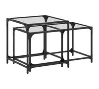 Qnhdfrt Glass Nesting Coffee Tables Set of 2 with Steel Frame