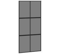 Qnhdfrt Glass Sliding Barn Door, Black Aluminum Frame, 102.5 x 205 cm