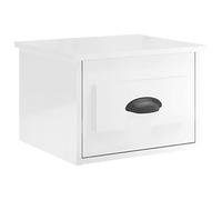 Qnhdfrt Glossy White Engineered Wood Floating Nightstand with Drawer