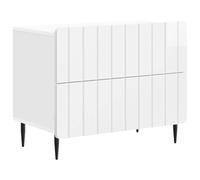 Qnhdfrt Glossy White Engineered Wood Nightstand with 2 Drawers