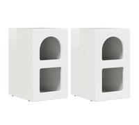 Qnhdfrt Glossy White Engineered Wood Nightstands with Shelves, Set of 2