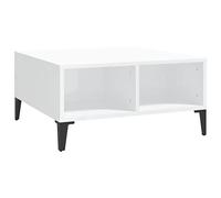 Qnhdfrt Glossy White Engineered Wood Square Coffee Table with Metal Legs