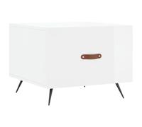 Qnhdfrt Glossy White Square Coffee Table with Drawer, 50x50x40 cm