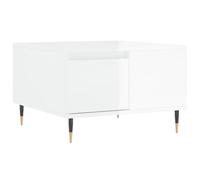 Qnhdfrt Glossy White Square Coffee Table with Drawer, Wood & Metal