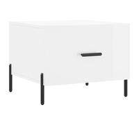Qnhdfrt Glossy White Wood End Table with Drawer and Iron Legs