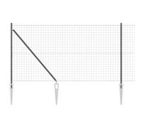 Qnhdfrt Gray PVC Coated Steel Euro Fence Kit with Posts, 1x25 m
