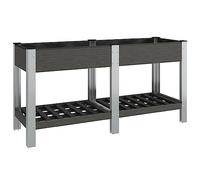Qnhdfrt Gray WPC and Steel Raised Garden Bed with Shelf