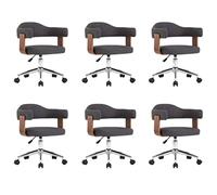 Qnhdfrt Grey Fabric Swivel Dining Chairs with Wheels, Set of 6