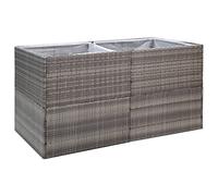 Qnhdfrt Grey PE Rattan Raised Garden Planter Box | Includes a nylon liner and steel frame measuring 157x80x80 cm, suitable for outdoor patio, balcony, and yard use.