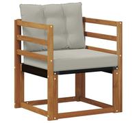 Qnhdfrt Grey Solid Acacia Wood Modular Patio Middle Sofa with Cushions