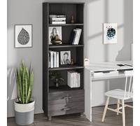 Qnhdfrt Hamar - Buffet haut en pin massif - Gris clair - 60 x 35 x 180 cm - Avec tiroirs et étagères - Pour salon, couloir ou bureau