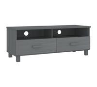 Qnhdfrt Hamar - Meuble TV moderne - 106 x 40 x 40 cm - En pin massif - Avec 2 tiroirs et 2 compartiments - Découpe de câble - Robuste - Pour salon, chambre à coucher, bureau - Gris foncé