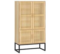 Qnhdfrt Highboard 70 x 35 x 125 cm, buffet avec portes en pin massif, commode pour salon, design scandinave, armoire avec pieds en fer, matériau en bois