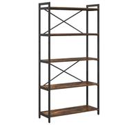 Qnhdfrt Industrial Bookshelf, Engineered Wood & Steel Frame, Smoked Oak