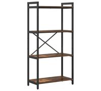Qnhdfrt Industrial Bookshelf, Engineered Wood & Steel Frame, Smoked Oak