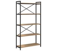 Qnhdfrt Industrial Bookshelf, Oak Engineered Wood and Steel Frame