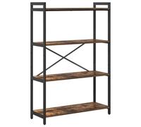 Qnhdfrt Industrial Bookshelf, Smoked Oak and Black Steel Frame