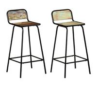 Qnhdfrt Industrial Reclaimed Wood Bar Stools with Steel Frame, Set of 2