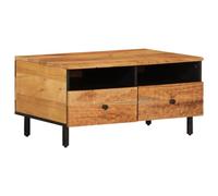 Qnhdfrt Industrial Rectangular Acacia Wood and Iron Coffee Table