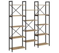 Qnhdfrt Industrial Wood and Steel Multi-Tier Bookshelf, Artisan Oak
