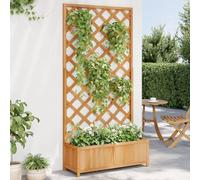Qnhdfrt Jardinière en bois massif avec treillis marron 90 x 35 x 180 cm pour plantes grimpantes d'extérieur comme plate-bande surélevée alternative, jardin, terrasse, balcon, robuste et résistant à