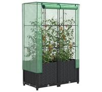 Qnhdfrt Jardinière surélevée avec embout de serre aspect rotin 80 x 40 x 138 cm - Jardinière stable en polypropylène et fer pour jardin, balcon et terrasse avec housse imperméable