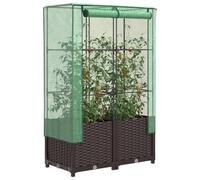 Qnhdfrt Jardinière surélevée avec embout de serre aspect rotin 80 x 40 x 138 cm - Jardinière stable pour jardin, balcon et terrasse avec cadre en fer et housse de protection contre l'eau