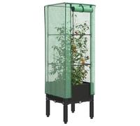 Qnhdfrt Jardinière surélevée avec embout de serre - Noir - Aspect rotin - 40 x 40 x 140 cm - Robuste - Pour balcon, jardin et terrasse - Peu encombrant - Avec fermetures éclair d'aération