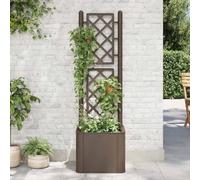 Qnhdfrt Jardinière surélevée avec treillis intégré et système d'auto-irrigation, moka, plastique, pour jardin, balcon, terrasse, plantes grimpantes comme les haricots de tomates, 43 x 43 x 142 cm