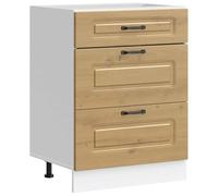 Qnhdfrt Kalmar Meuble de cuisine en chêne Artisan de 60 cm de large avec tiroirs et pieds réglables, sans plan de travail