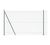 Qnhdfrt Kit de clôture 10 m x 1,5 m, clôture en treillis avec 5 poteaux, délimitation de terrain pour jardin et terrasse, système de clôture stable en acier et PVC, vert