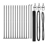 Qnhdfrt Kit de clôture avec 11 poteaux de clôture gris, 25 m, clôture de jardin en acier revêtu par pulvérisation, hauteur 140 cm, clôture en métal stable pour jardin et terrasse, kit complet pour
