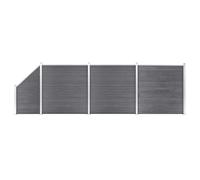 Qnhdfrt Kit de clôture brise-vue WPC - 619 x 186 cm - Gris - Pare-vue en WPC - Pour jardin - Clôture brise-vue avec aspect bois - Lot de 5 poteaux, 36 panneaux et barres en aluminium pour un montage