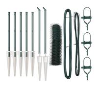 Qnhdfrt Kit de clôture de jardin de 10 m avec 7 piquets - Clôture de parterre en acier et PVC - 50 cm de hauteur - Vert - Clôture de jardin pour l'extérieur - Construction stable - Montage nécessaire