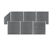 Qnhdfrt Kit de clôture de jardin WPC - 1138 x 186 cm - Gris - Aspect bois - Résistant aux intempéries - Double fil - Design moderne - Robuste - Longue durée de vie - Pour cour, terrasse, jardin