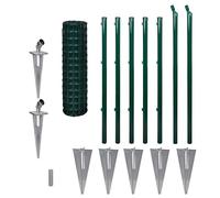 Qnhdfrt Kit de clôture Euro - 10 x 1 m - Clôture en treillis - Vert - Clôture de jardin avec poteaux et piquets - Fil d'acier solide revêtu de PVC - Pour jardin et enclos pour animaux