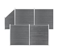 Qnhdfrt Kit de Clôture Jardin WPC Gris 792x186 cm, Panneau Composite Bois-Plastique Brise-Vue Extérieur Étanche, Palissade Modulaire de Sécurité avec Poteaux en Aluminium pour Terrasse et Cour