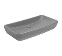 Qnhdfrt Lavabo rectangulaire de luxe gris clair mat, 71 x 38 cm, vasque à poser en céramique, pour salle de bain et WC d'invités, design moderne, sans trop-plein