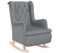Qnhdfrt Light Gray Fabric Rocking Chair with Solid Wood Legs