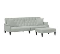 Qnhdfrt Light Gray Velvet 2-Seater Sleeper Sofa with Footrest