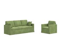 Qnhdfrt Light Green Velvet 2-Piece Modular Sectional Sofa Set
