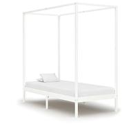 Qnhdfrt Lit à baldaquin blanc en pin massif 90 x 200 cm élégant avec cadre supérieur pour rideaux Lit en bois durable pour chambre à coucher